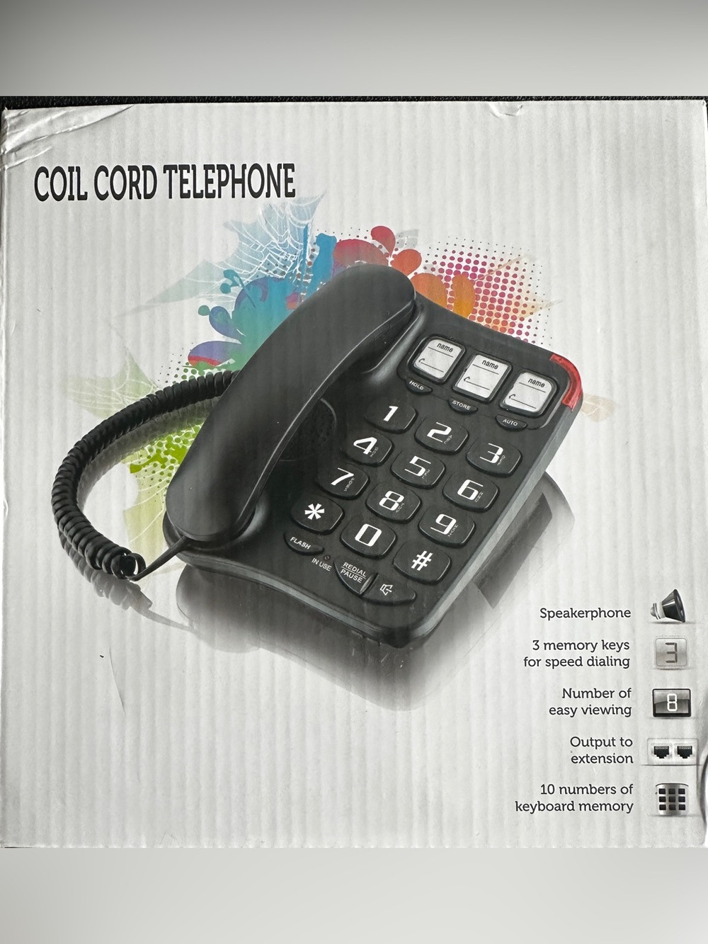 Vintage Black Coil Cord Telephone